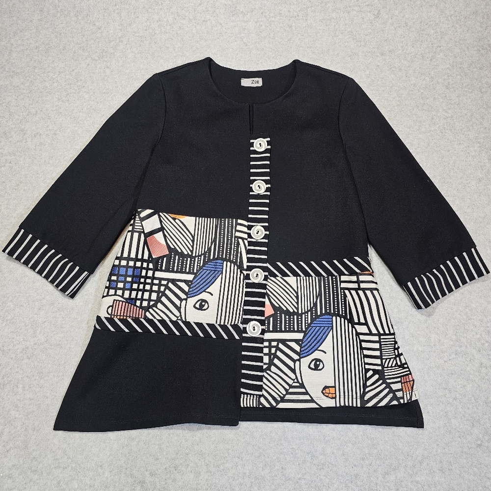 Zoe Michael Phillips Art to Wear Blazer Jacket Geometric Abstract Portrait